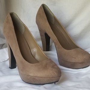 Taupe platform heels